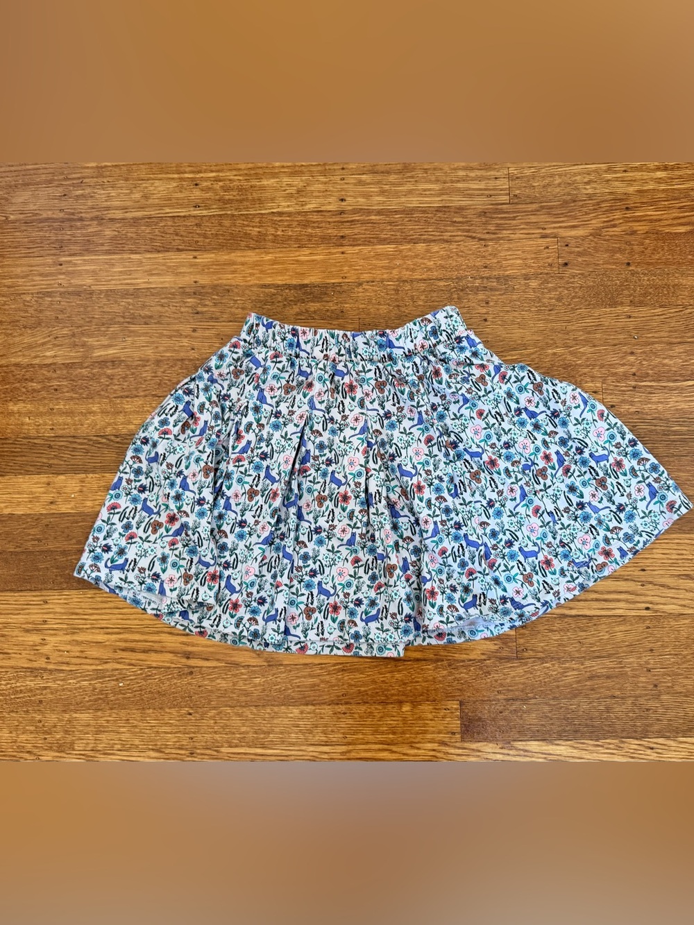 Tea Collection Floral Print Twirl Skirt in White, Blue, Green